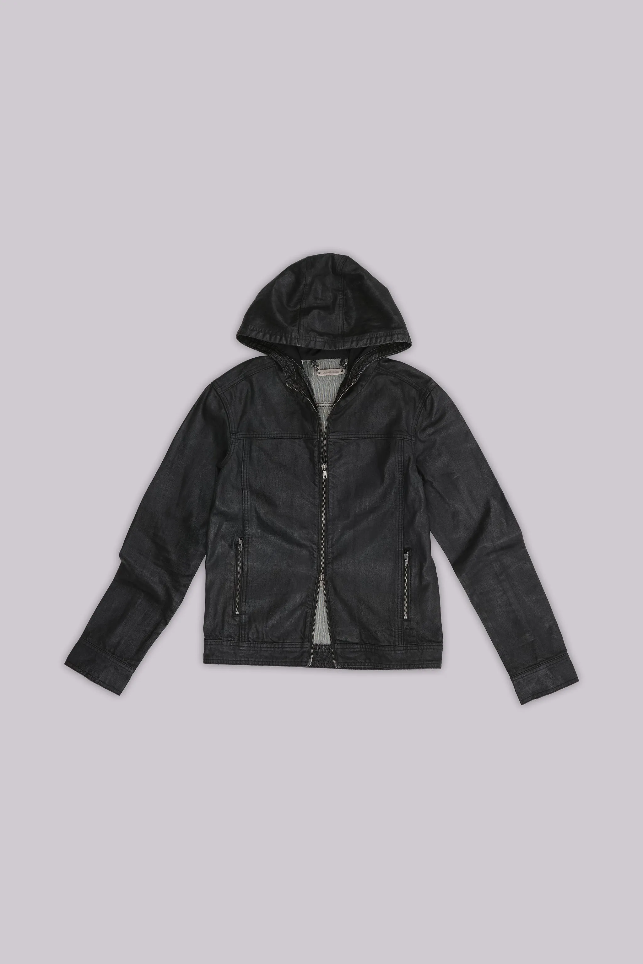 Black Bedrock Waxed Hooded Denim Jacket | Parallel Black Bedrock Waxed Hooded Denim Jacket | Parallel
