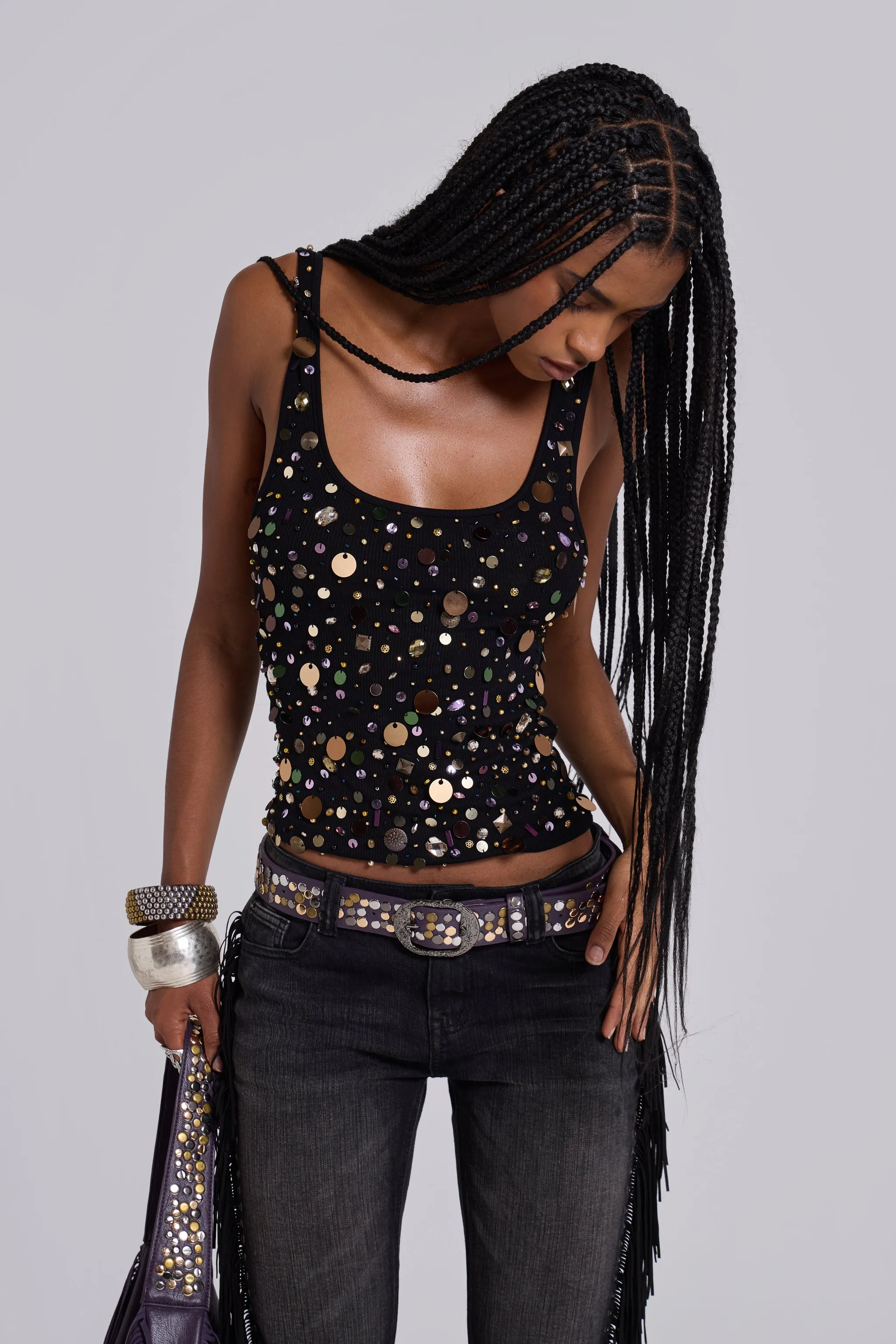 Addison Sequin Vest Top in Midnight sold by Jaded London product image thumbnail 4