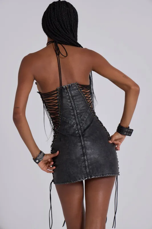 chinese dress ladies Odile Faux Leather Lace Up Corset | Jaded London main image 1