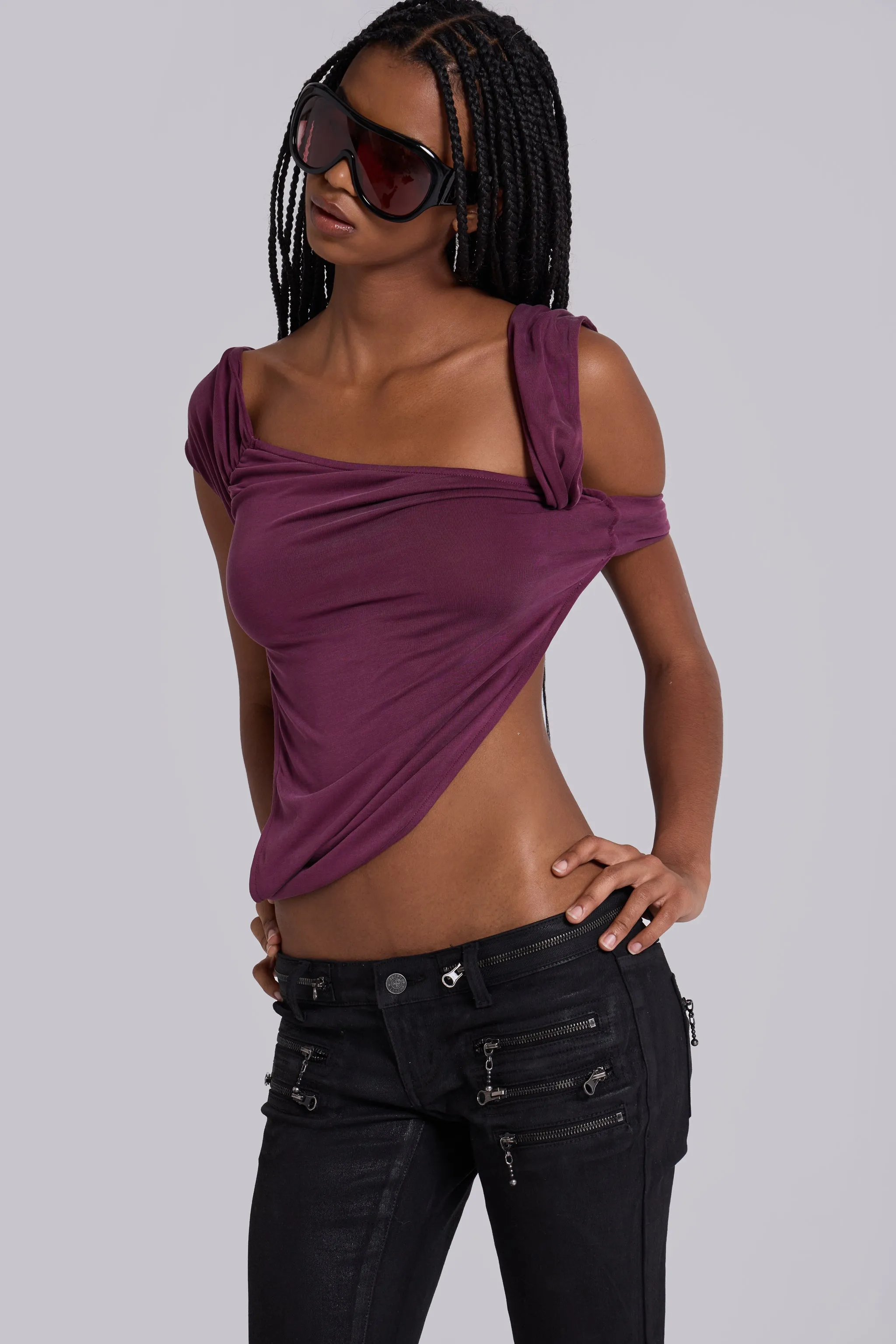 Liana Asymmetric Drape Top sold by Jaded London product image thumbnail 2