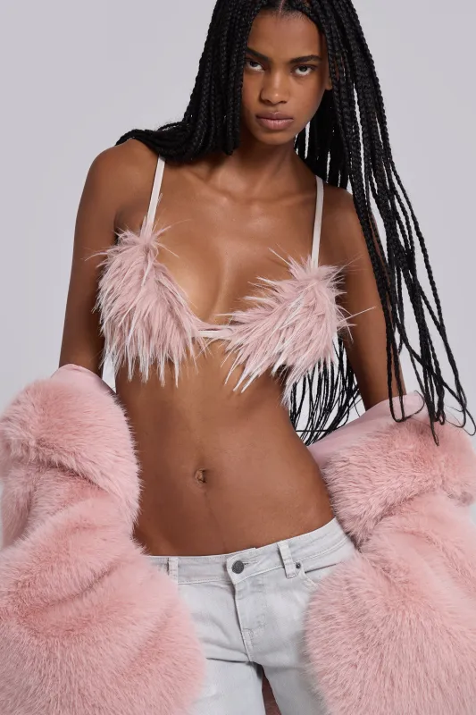 Sugar Faux Fur Bra Top sold by Jaded London