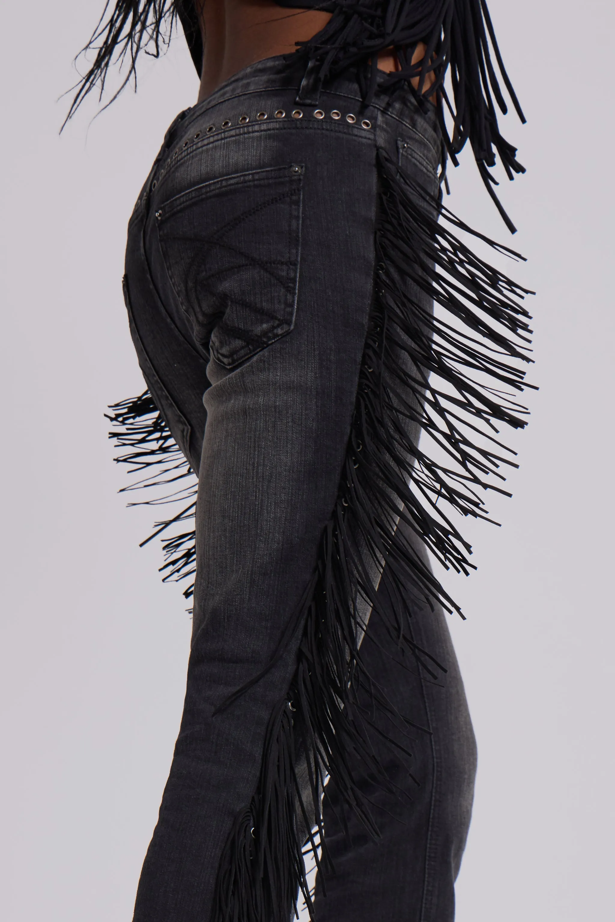 El Topo Fringe Bootcut Jeans in Black Wash sold by Jaded London product image thumbnail 2