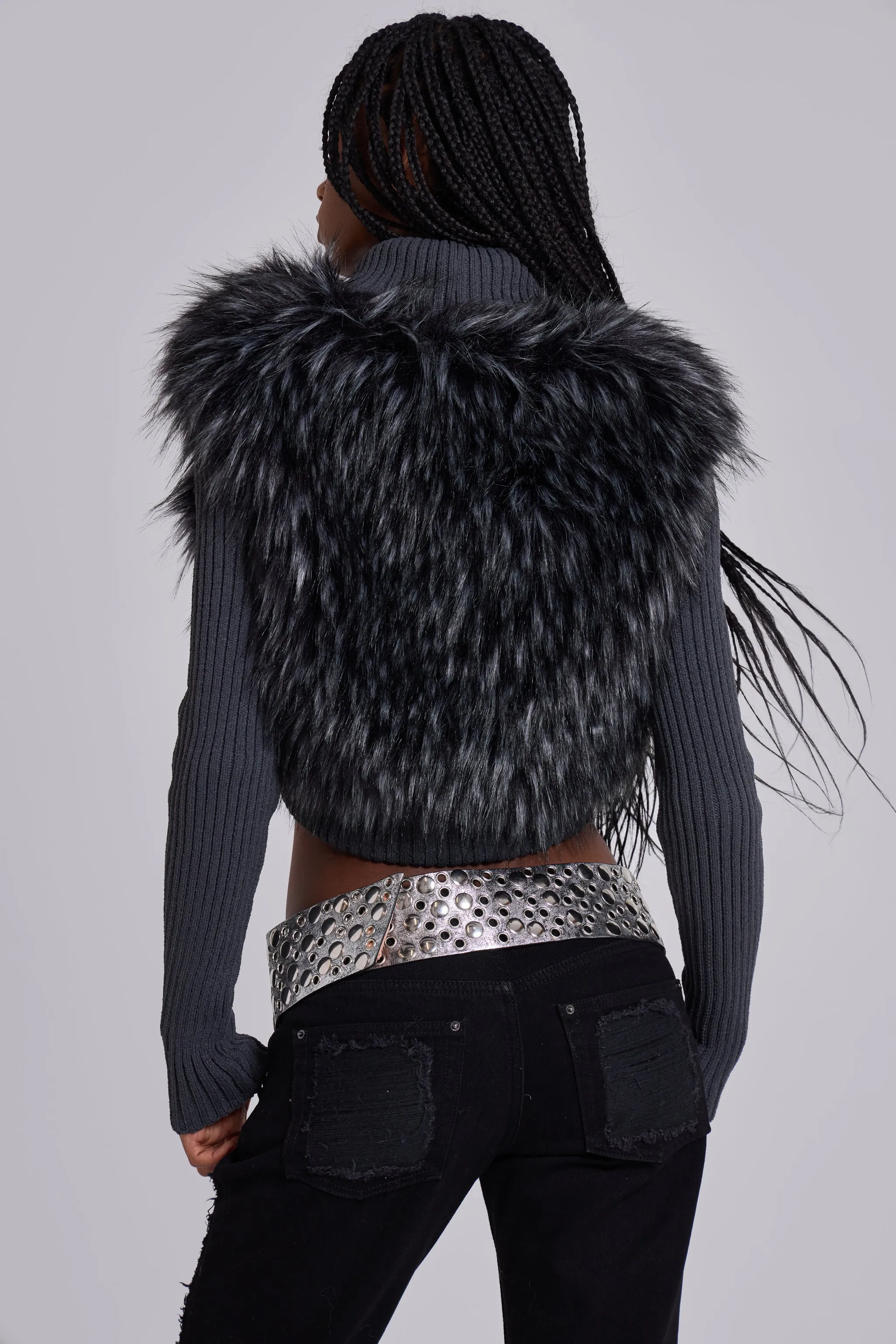Zeka Faux Fur Knit Shrug sold by Jaded London product image thumbnail 2