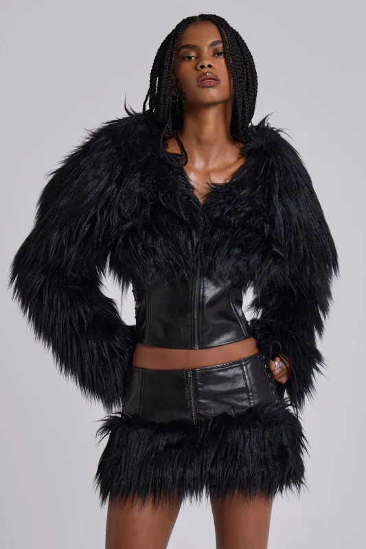 Viera Faux Fur and Leather Jacket sold by Jaded London