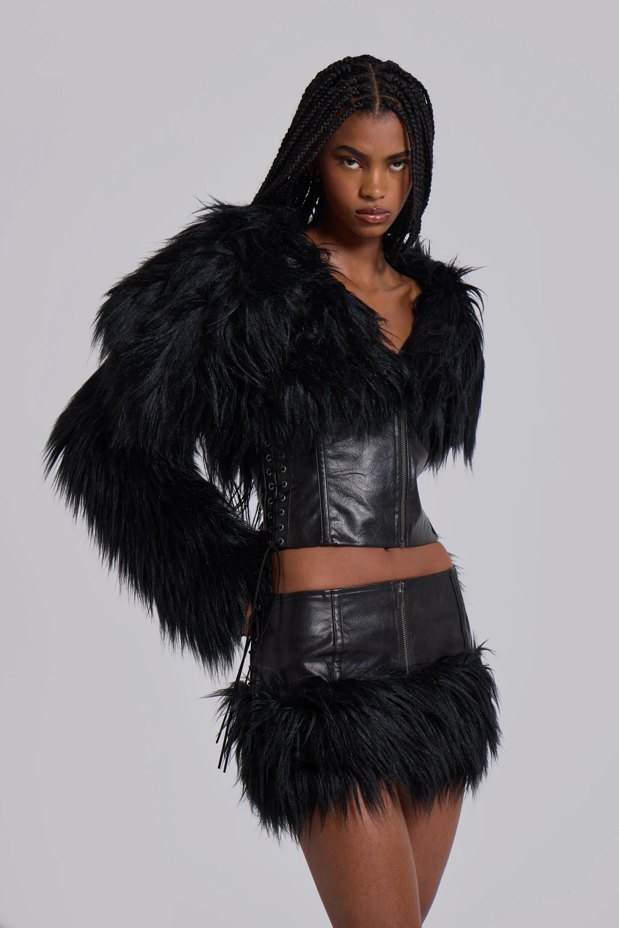 Viera Faux Fur and Leather Jacket sold by Jaded London product image thumbnail 4