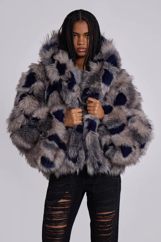 Mara Oversized Faux Fur Coat in Ashen sold by Jaded London