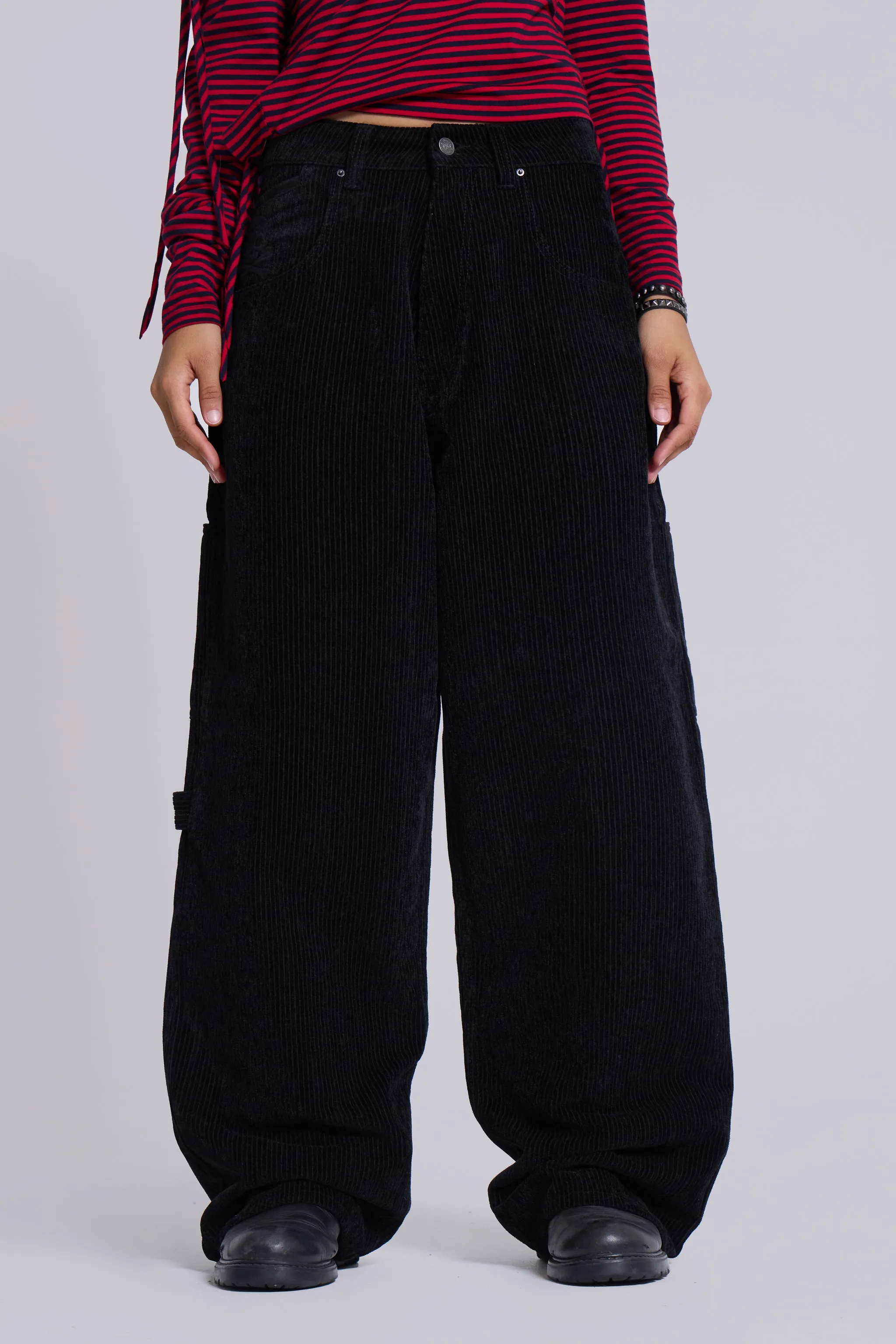 Black Skull Cord Colossus Jeans sold by Jaded London product image thumbnail 3