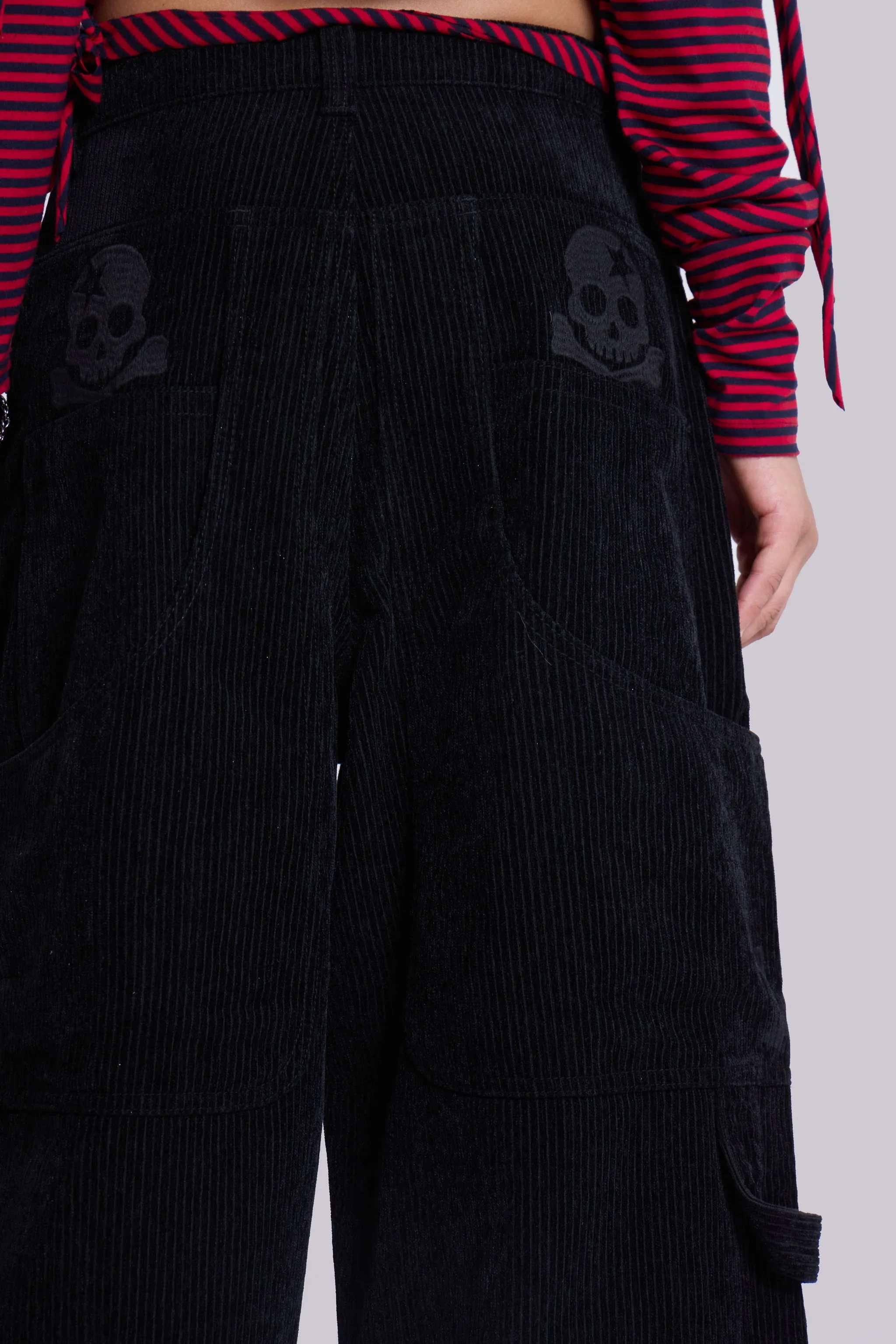 Black Skull Cord Colossus Jeans sold by Jaded London product image thumbnail 5