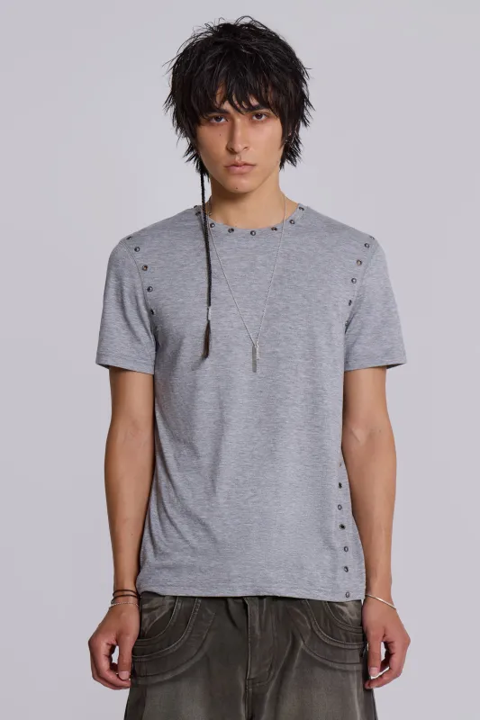 Studded Grey Marl Mist T-Shirt sold by Jaded London