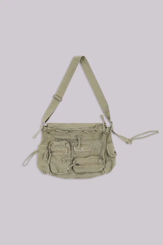 Khaki Military Utility Satchel Bag sold by Jaded London