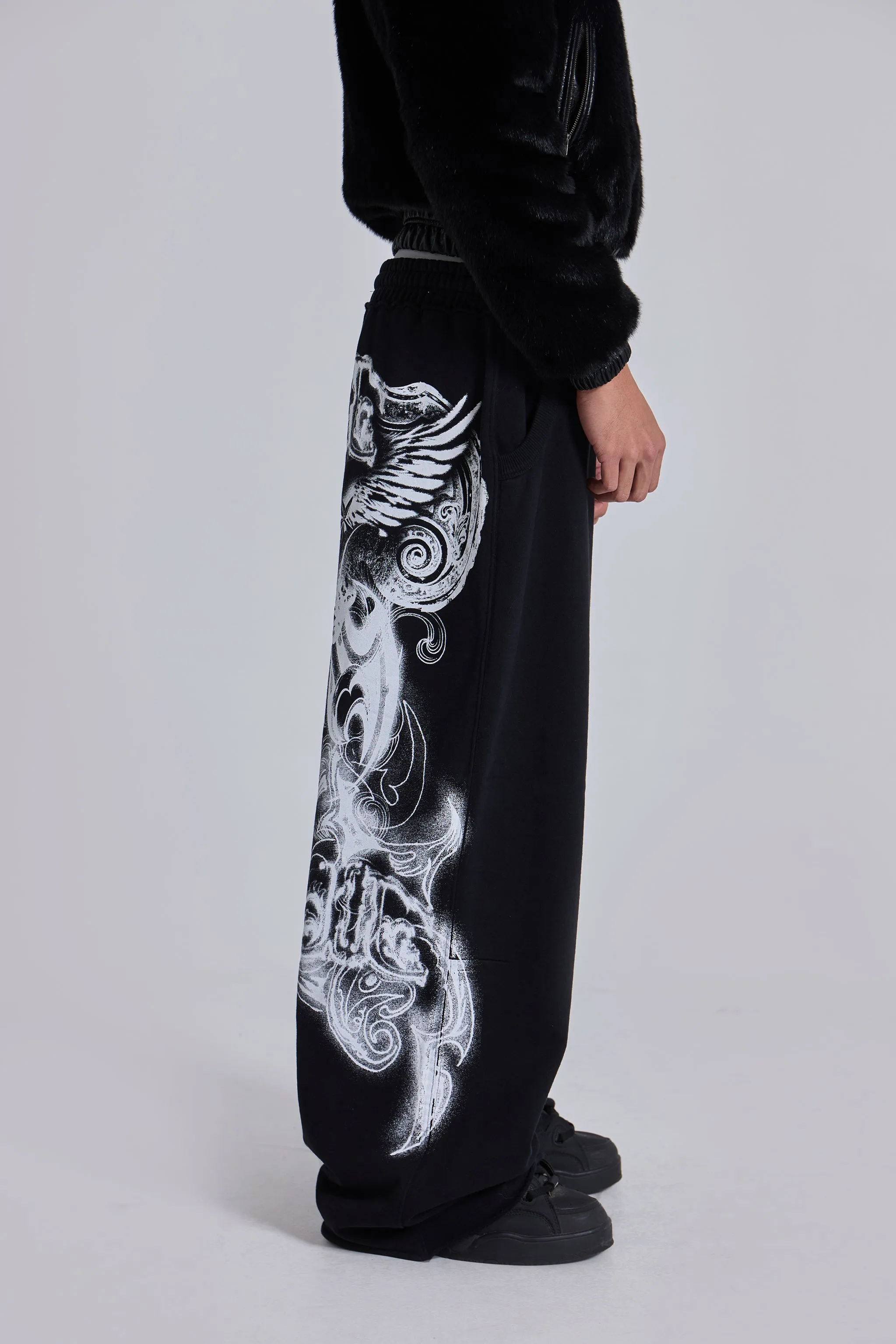 Black Gothic Print Baggy Monster Joggers sold by Jaded London product image thumbnail 5