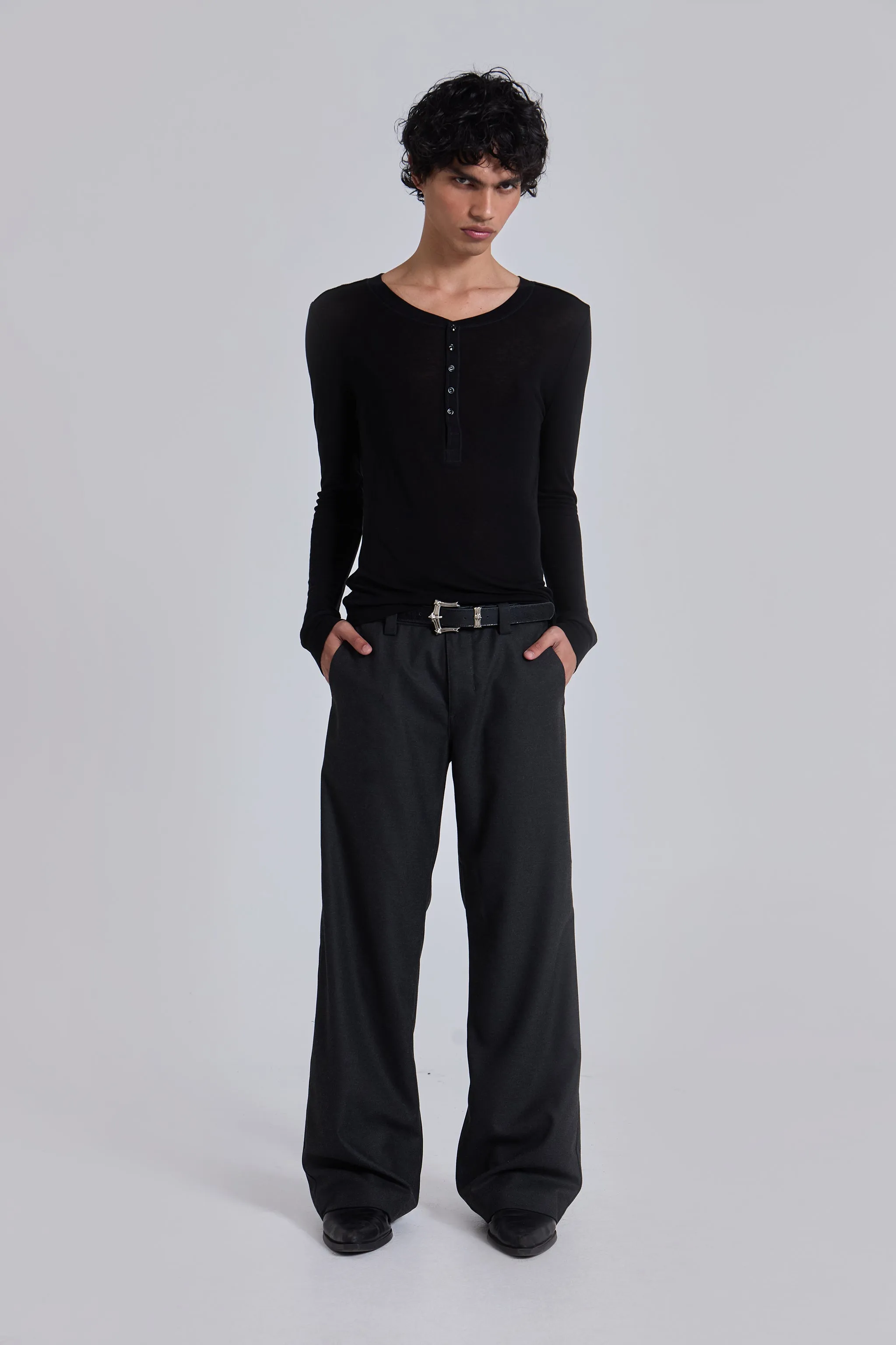 Charcoal Stacked Straight Suit Pants sold by Jaded London product image thumbnail 2