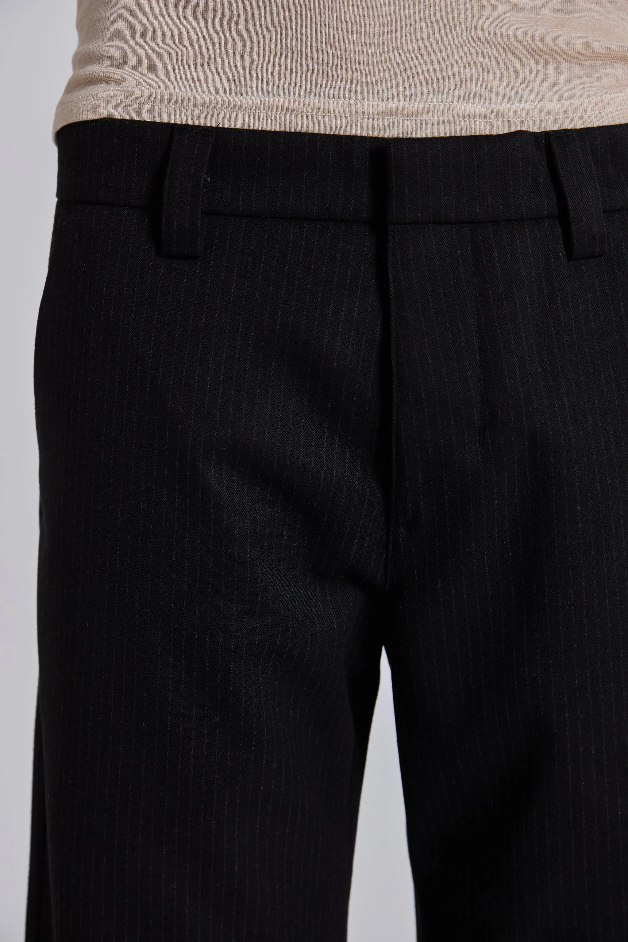 Black Pinstripe Stacked Straight Suit Pants sold by Jaded London product image thumbnail 5