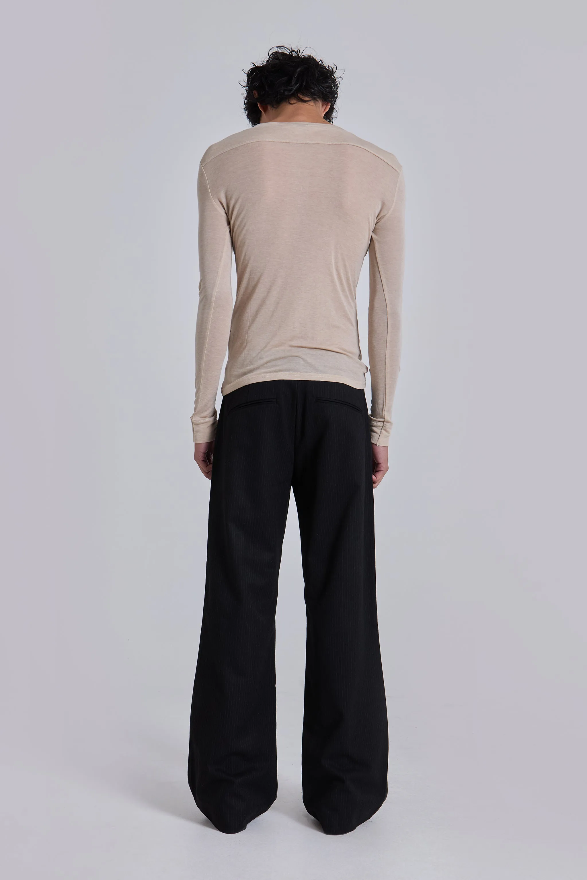 Black Pinstripe Stacked Straight Suit Pants sold by Jaded London product image thumbnail 4