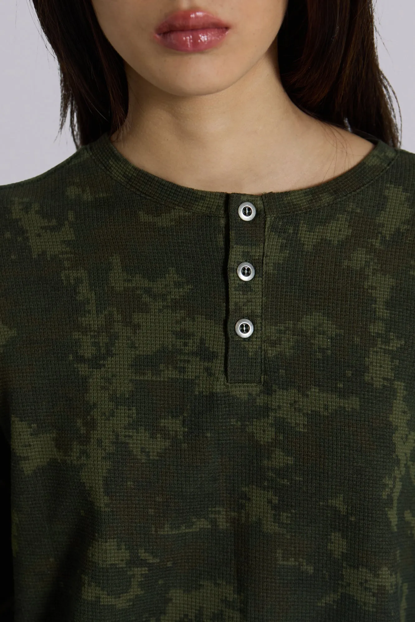 Digi Camo Waffle Henley Top sold by Jaded London product image thumbnail 4