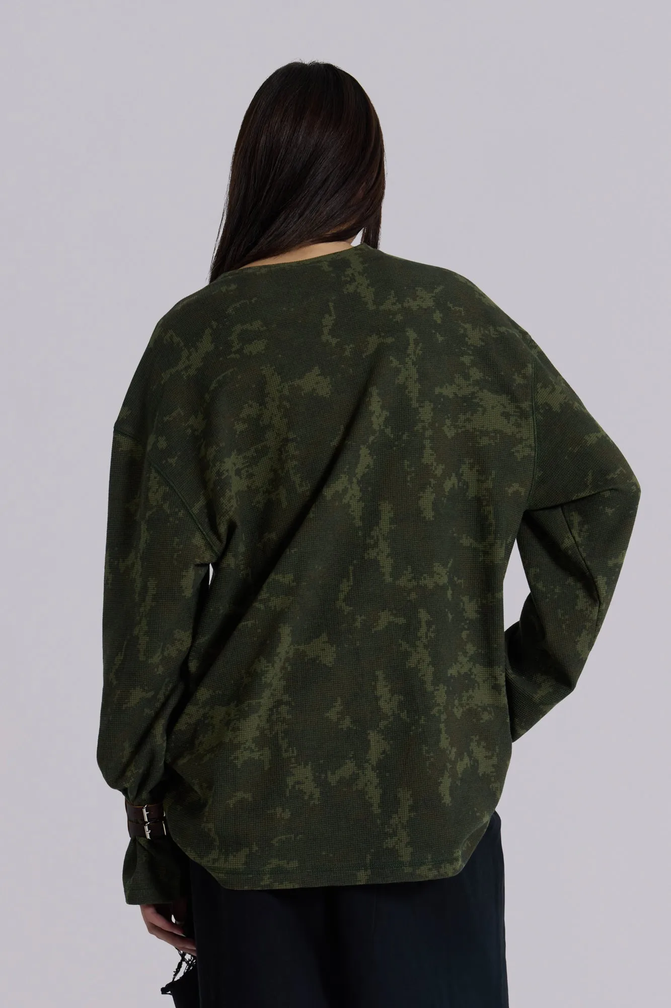 Digi Camo Waffle Henley Top sold by Jaded London product image thumbnail 3