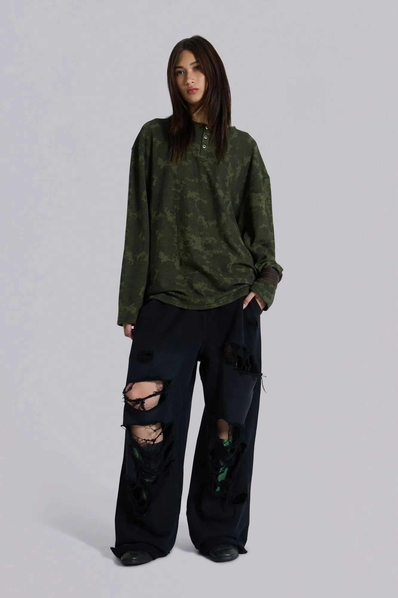 Digi Camo Waffle Henley Top sold by Jaded London product image thumbnail 2