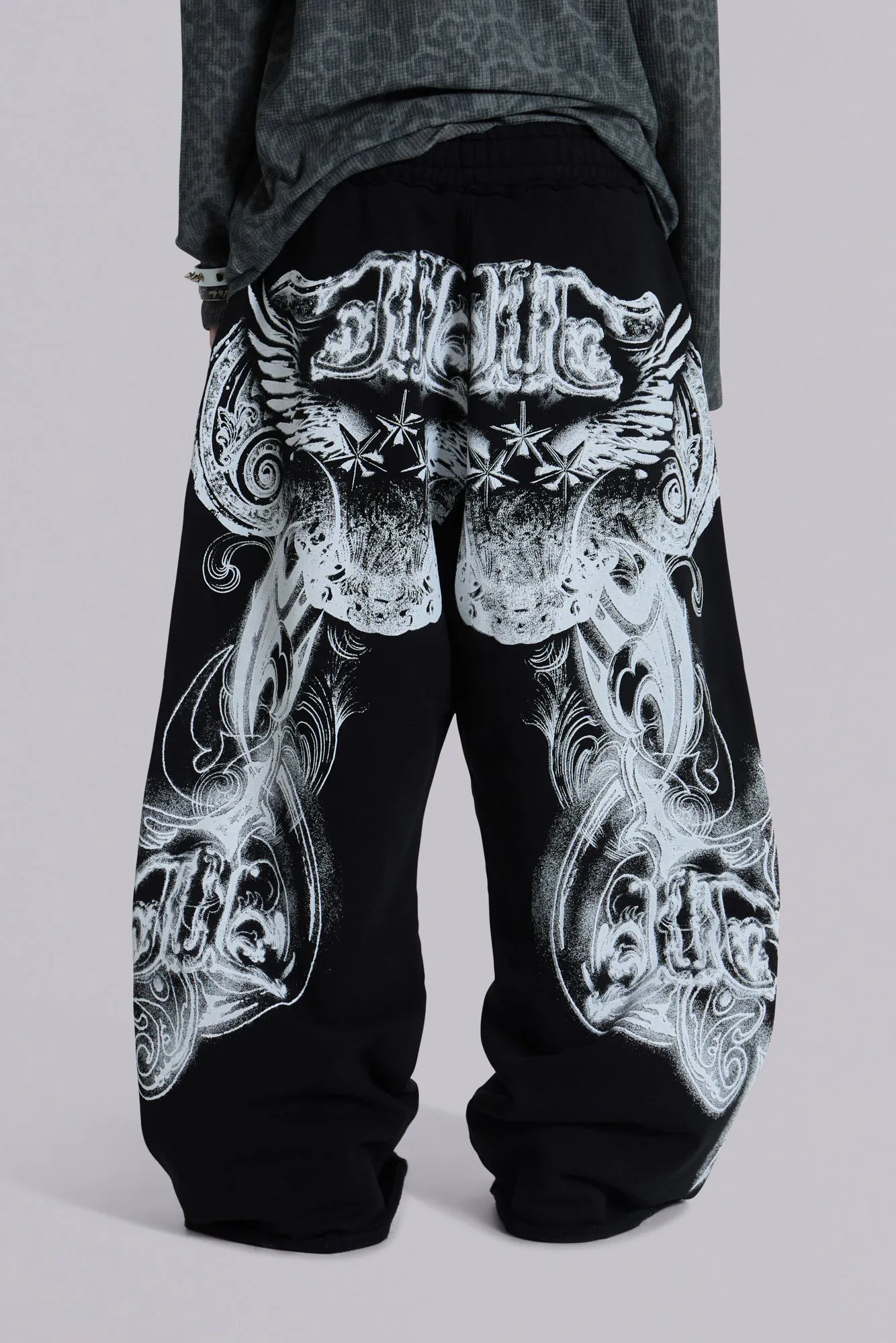 Black Gothic Print Baggy Monster Joggers sold by Jaded London product image thumbnail 3