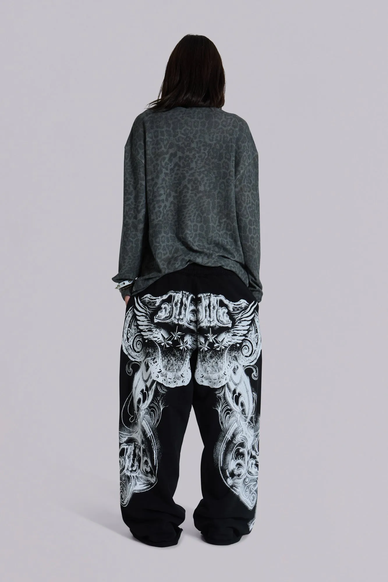 Black Gothic Print Baggy Monster Joggers sold by Jaded London product image thumbnail 5