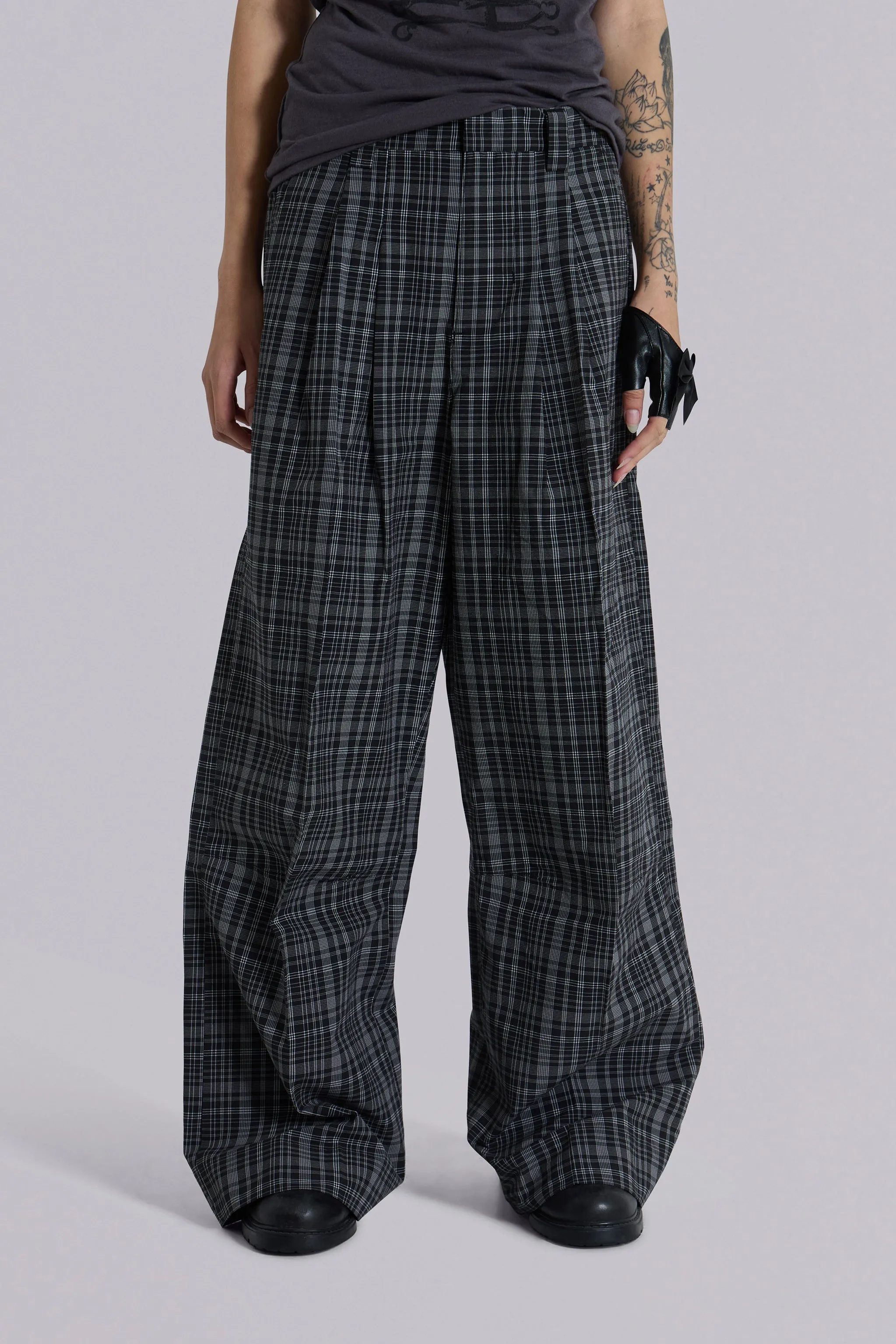 Black Check Goliath Suit Trousers sold by Jaded London product image thumbnail 3