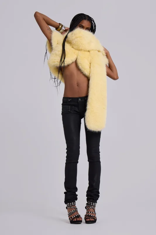 Saskia 2-in-1 Faux Fur Shrug in Yellow sold by Jaded London