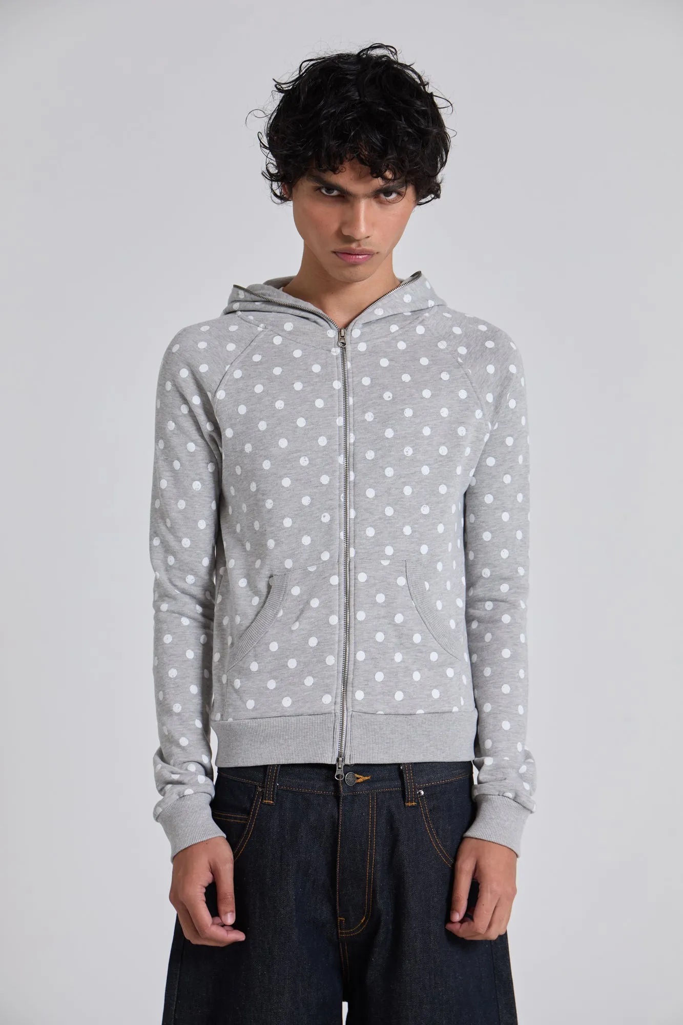 Grey Polkadot Hoodie sold by Jaded London