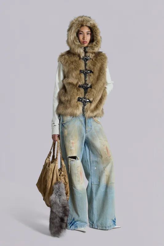 Mendoza Faux Fur Gilet sold by Jaded London