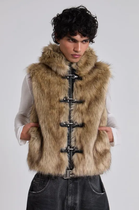 Mendoza Faux Fur Gilet sold by Jaded London