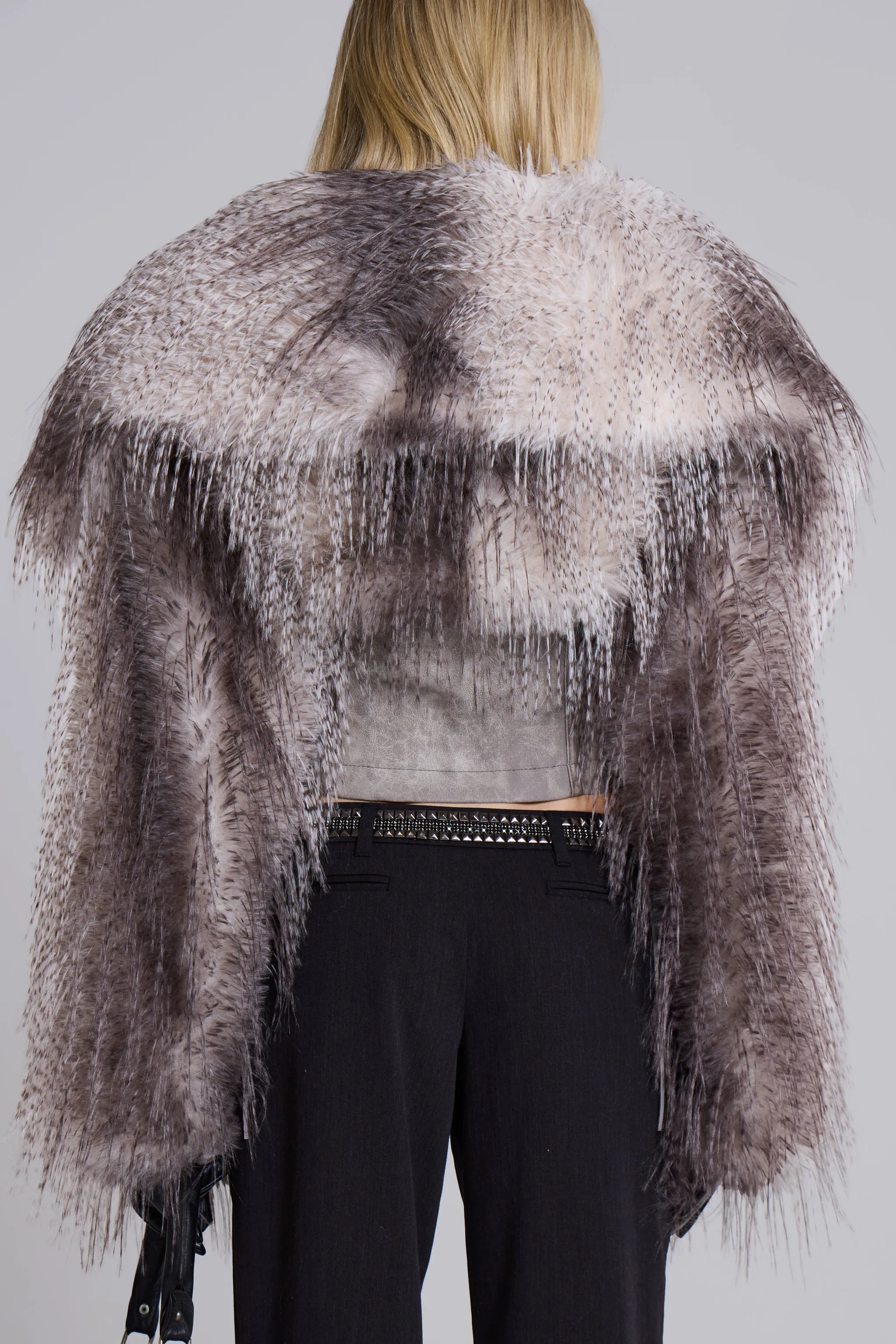 Haka Faux Feather and Fur Leather Jacket sold by Jaded London product image thumbnail 4