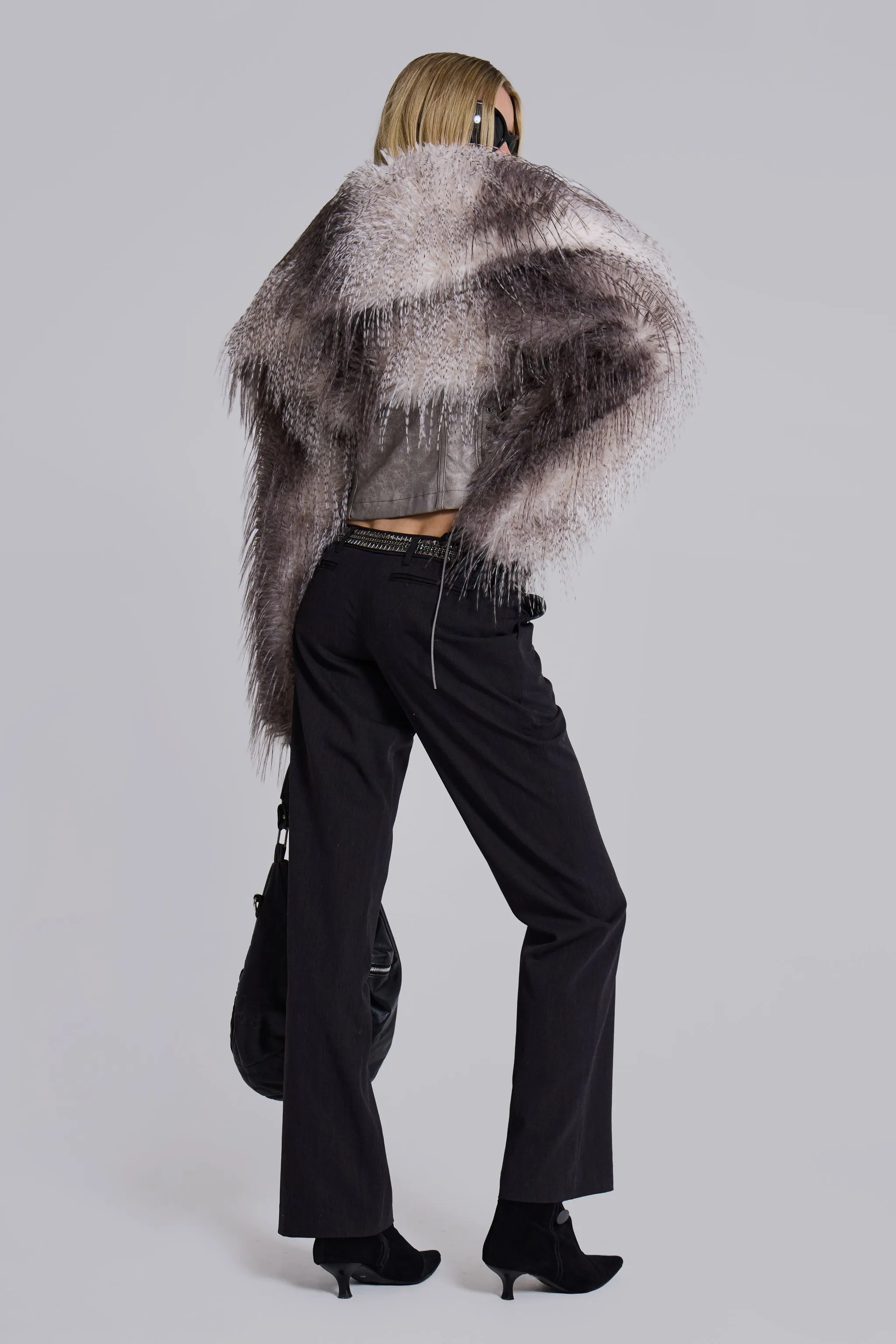 Haka Faux Feather and Fur Leather Jacket sold by Jaded London product image thumbnail 5