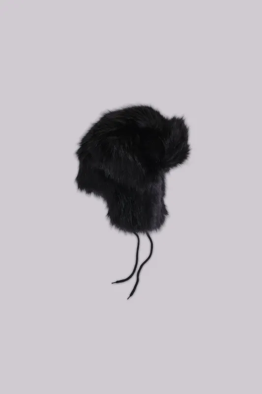 Black Faux Fur Trapper Hat sold by Jaded London