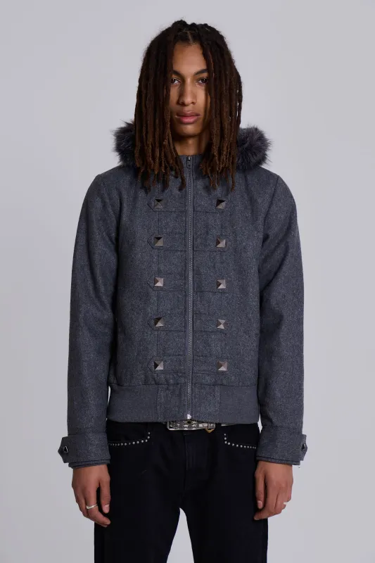 Marl Military Hooded Jacket sold by Jaded London