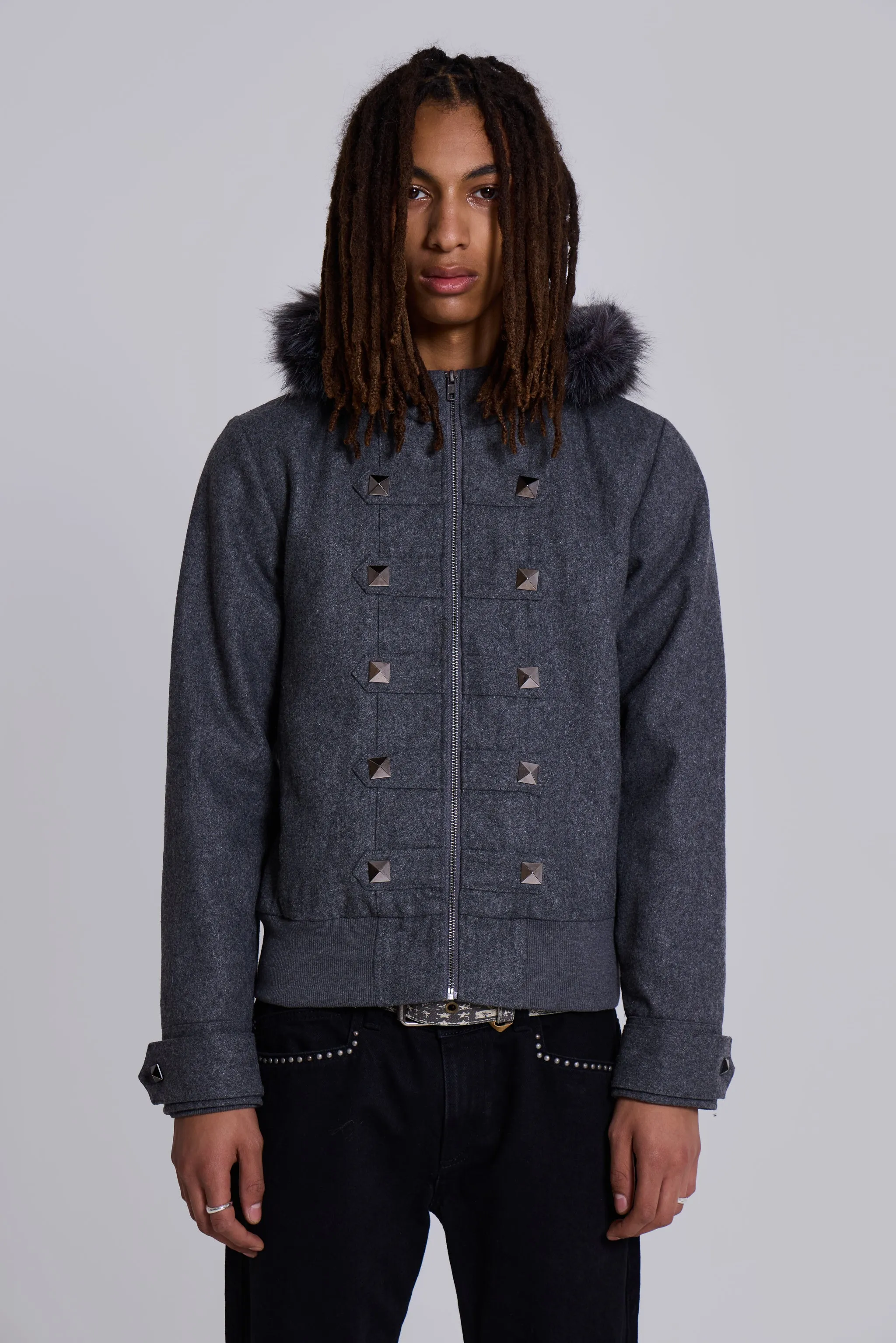 Marl Military Hooded Jacket sold by Jaded London