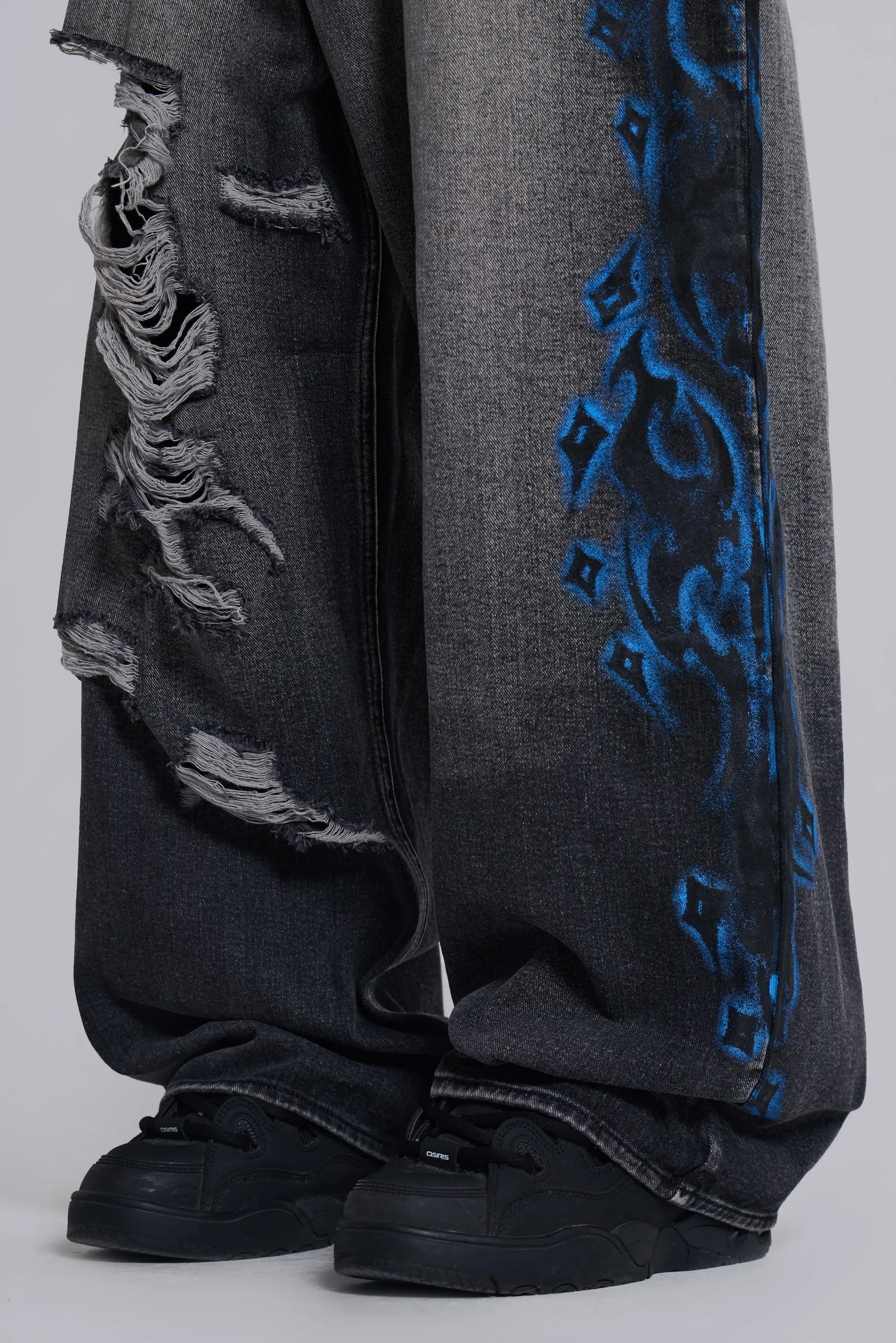 Black Spike Airbrush XL Ripped Colossus Jeans sold by Jaded London product image thumbnail 5