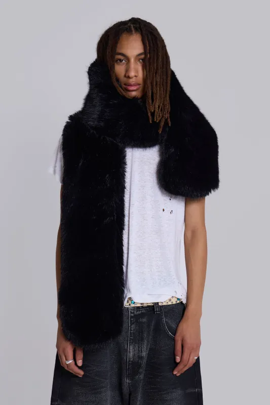 Black Cara Faux Fur Scarf sold by Jaded London