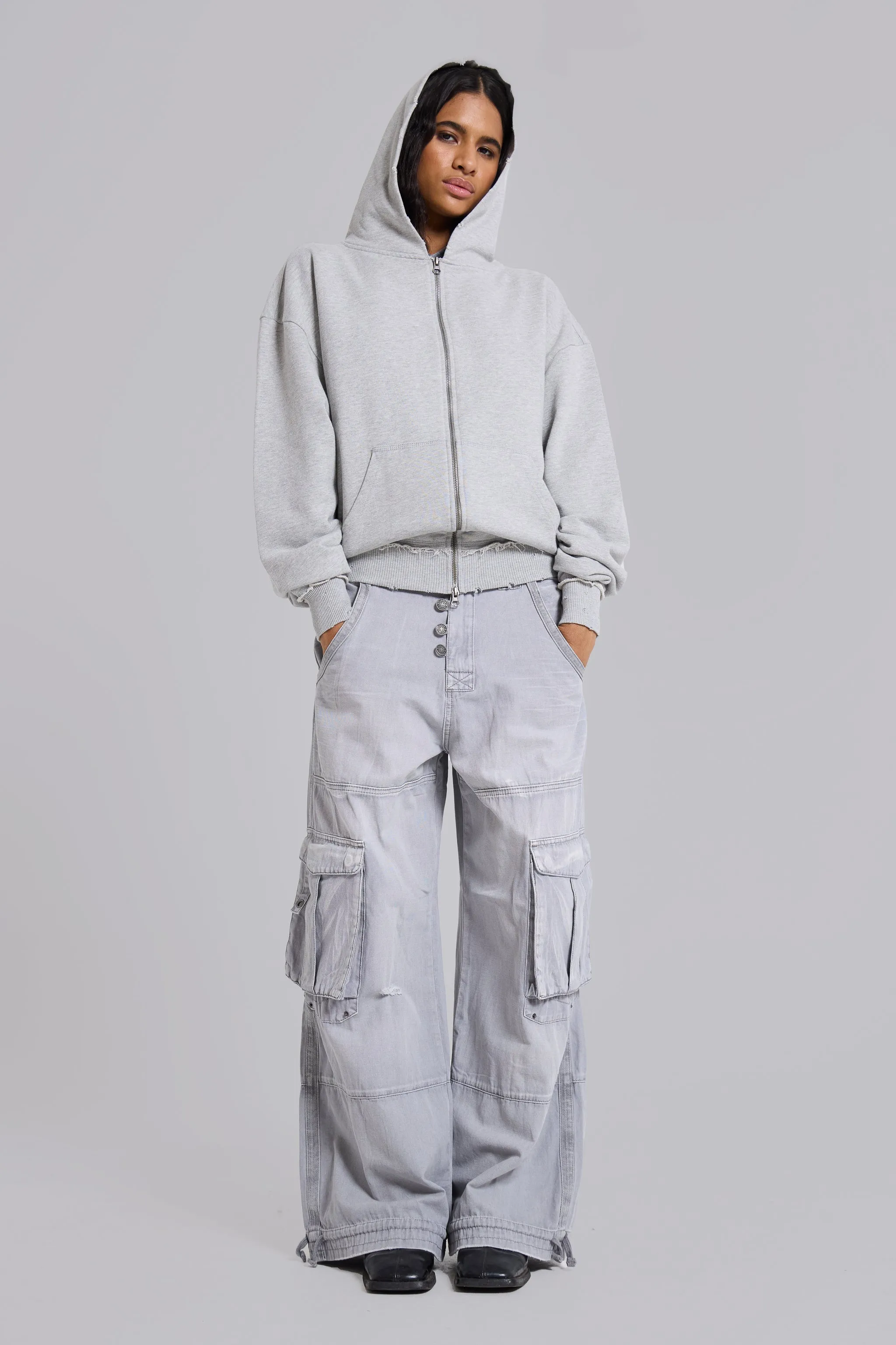 Grey Marl Oversized Monster Hoodie sold by Jaded London