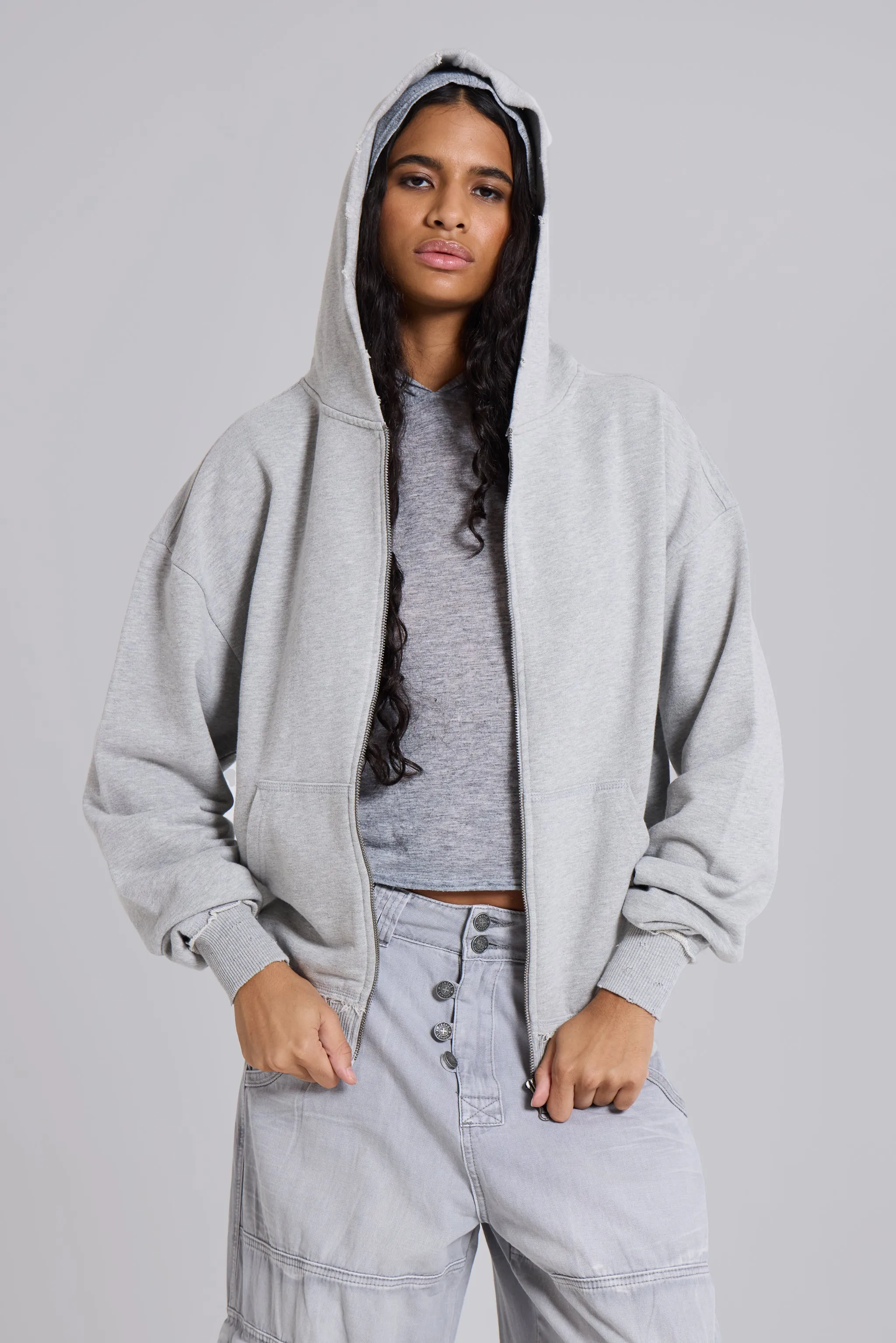 Grey Marl Oversized Monster Hoodie sold by Jaded London product image thumbnail 4