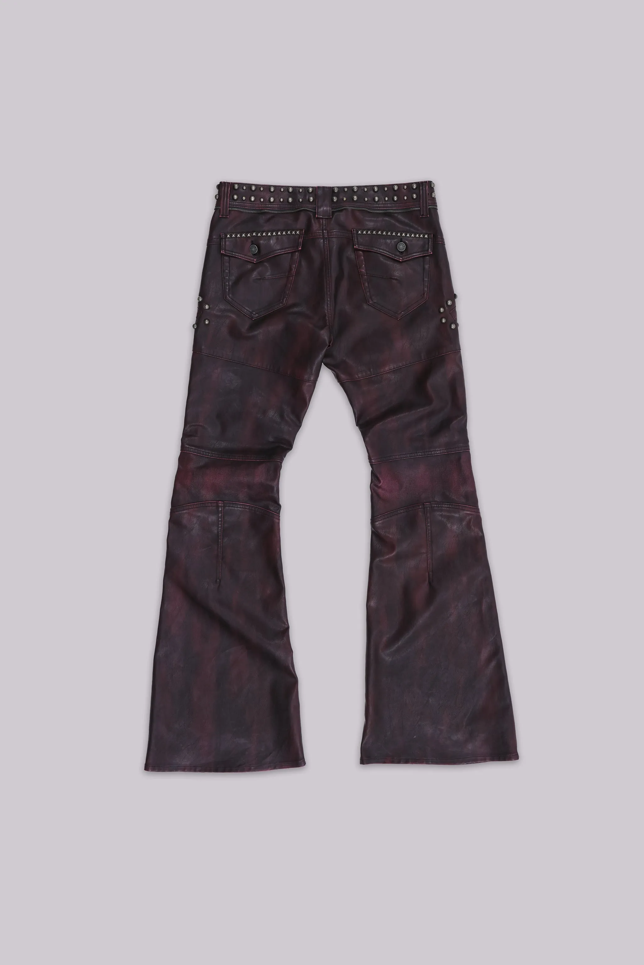 Burgundy Studded Faux Leather Drift Trousers sold by Jaded London product image thumbnail 3