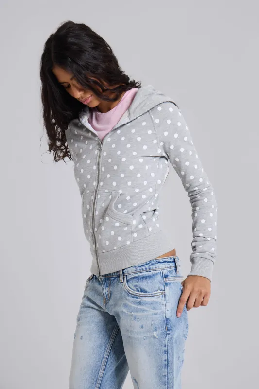 Grey Polkadot Hoodie sold by Jaded London