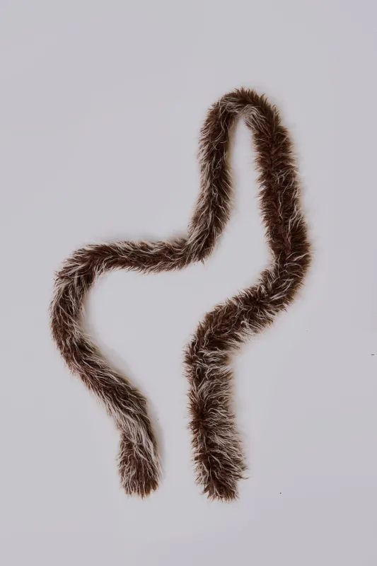 Leonie Faux Mongolian Fur Scarf in Brown sold by Jaded London