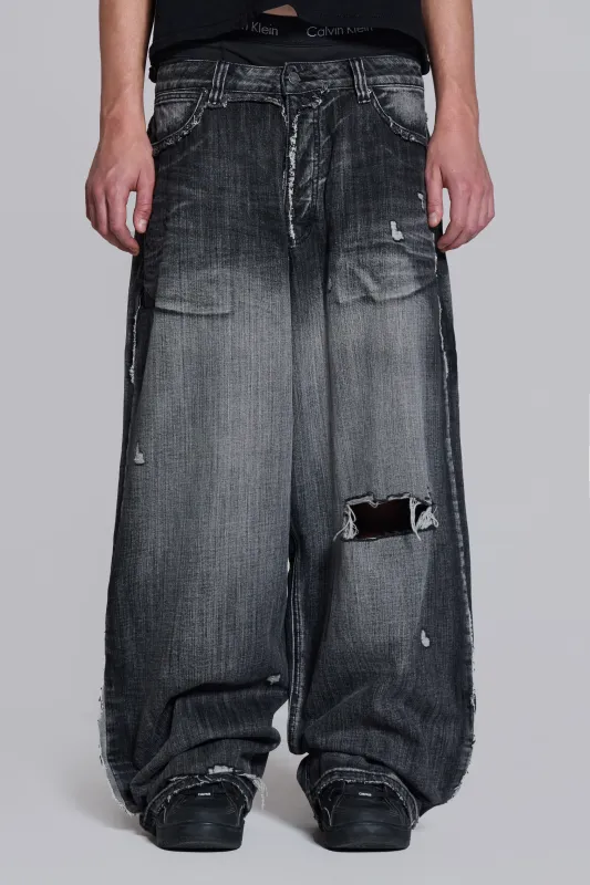 Black Eroded XL Colossus Jeans sold by Jaded London