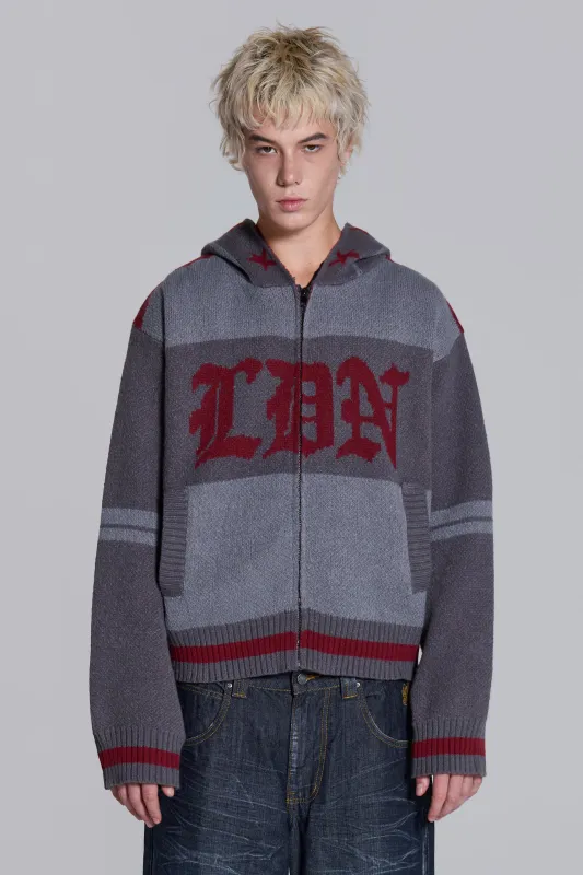 LDN Knitted Zip-Up Hoodie sold by Jaded London