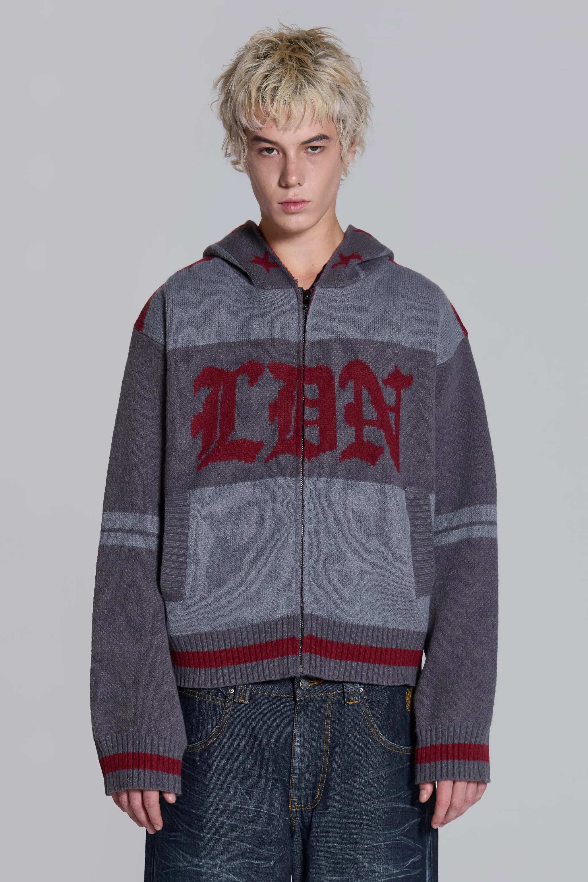 LDN Knitted Zip-Up Hoodie sold by Jaded London