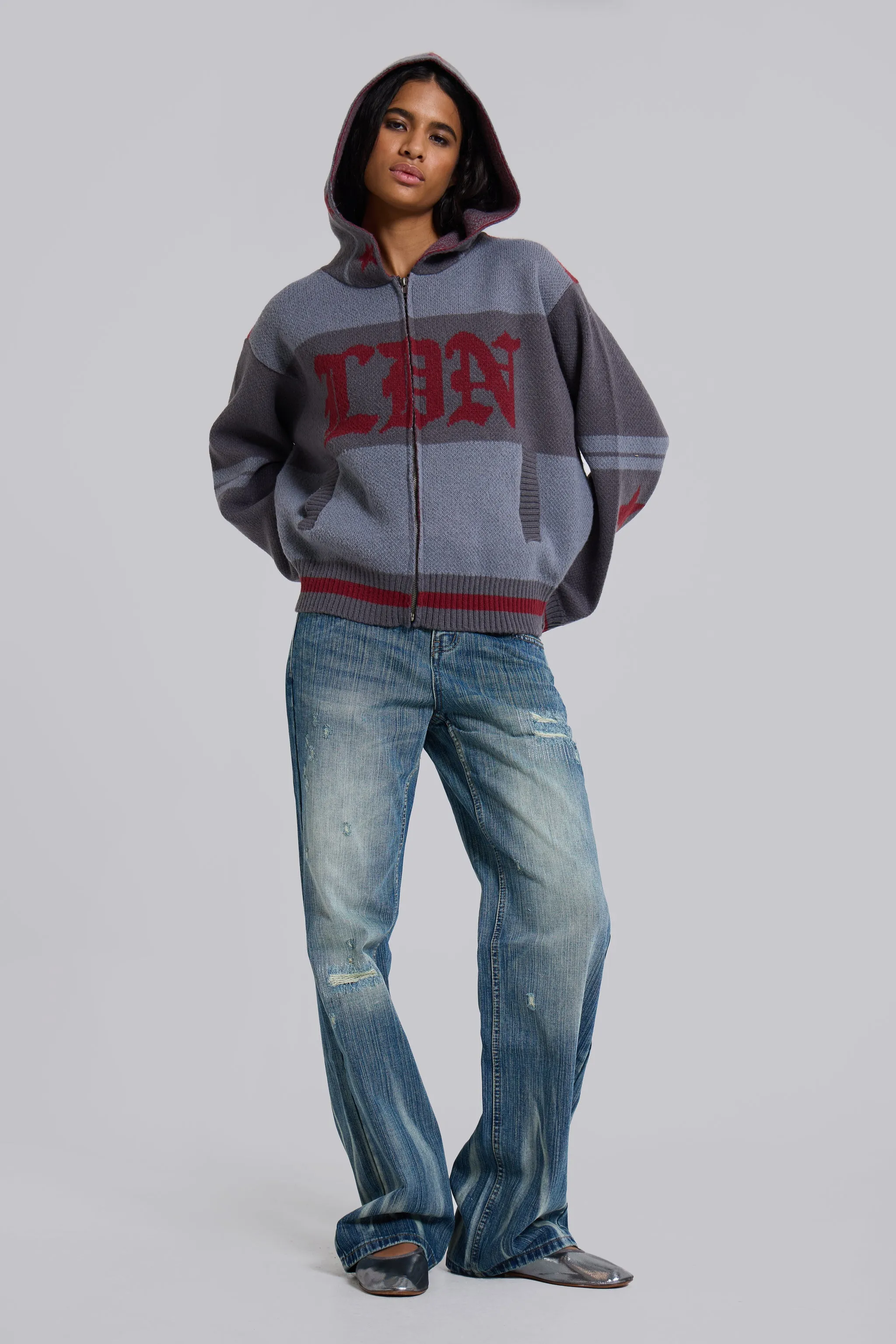 LDN Knitted Zip-Up Hoodie sold by Jaded London product image thumbnail 4