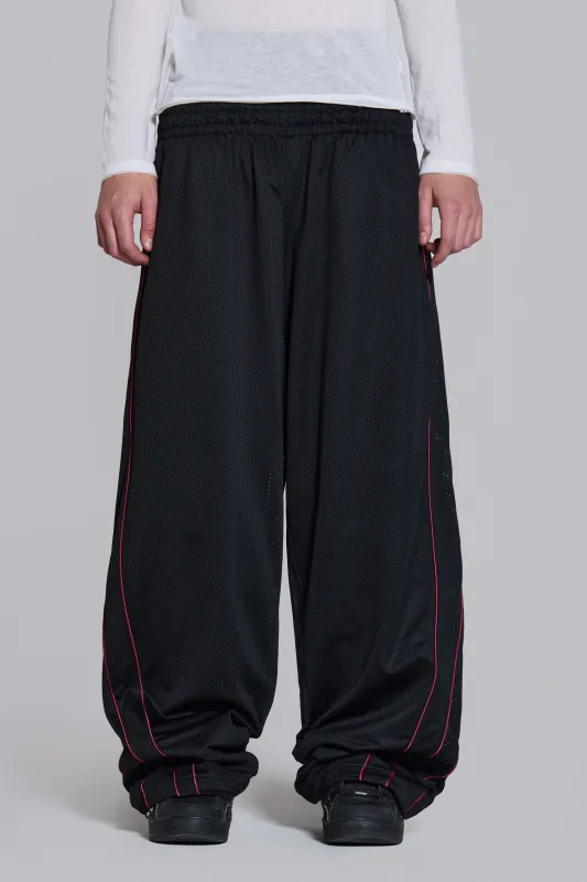 Black Mesh Vapor Tracksuit Bottoms sold by Jaded London
