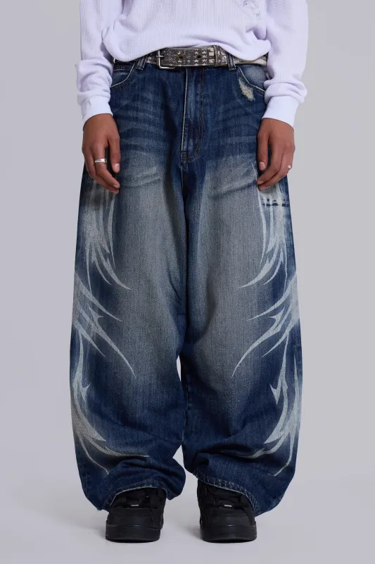 Blue Jewel Blade XL Colossus Jeans sold by Jaded London