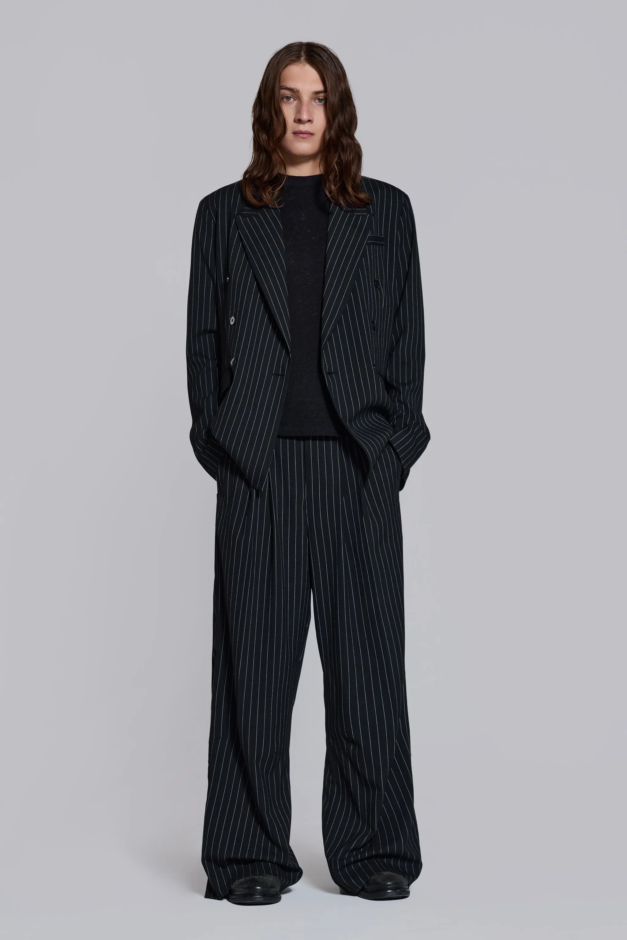 Goliath Pinstripe Double Breasted Boxy Blazer sold by Jaded London product image thumbnail 2