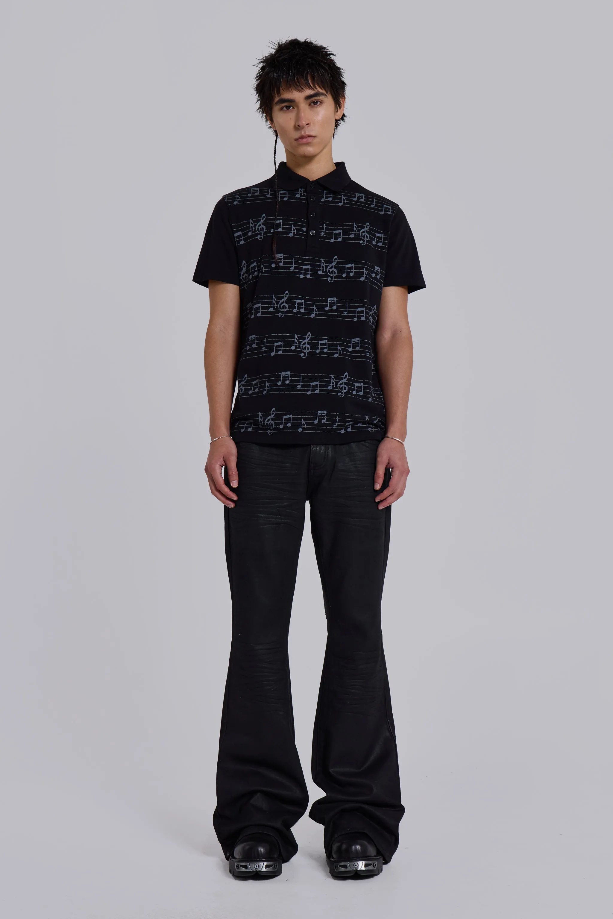 Black Riff Polo Shirt sold by Jaded London product image thumbnail 2