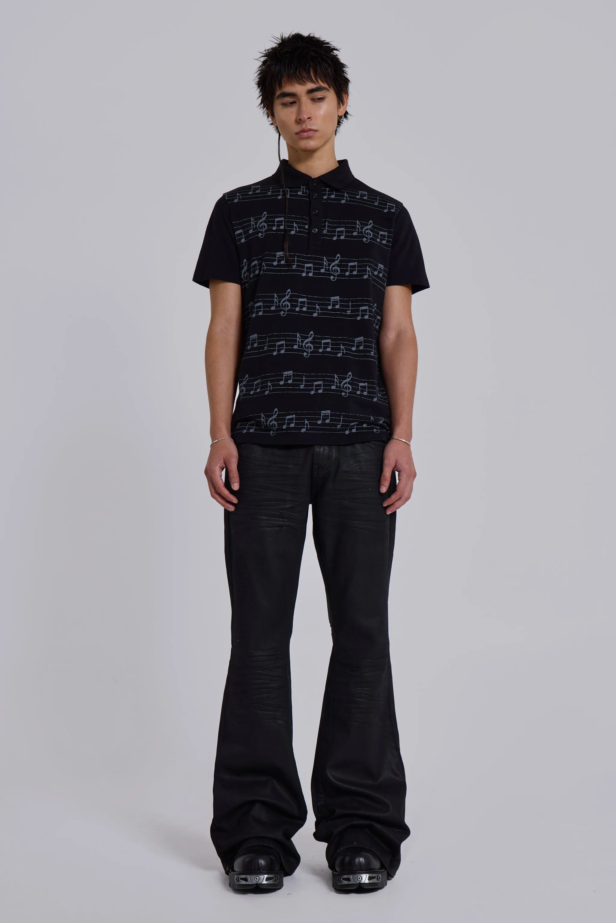 Black Riff Polo Shirt sold by Jaded London product image thumbnail 4