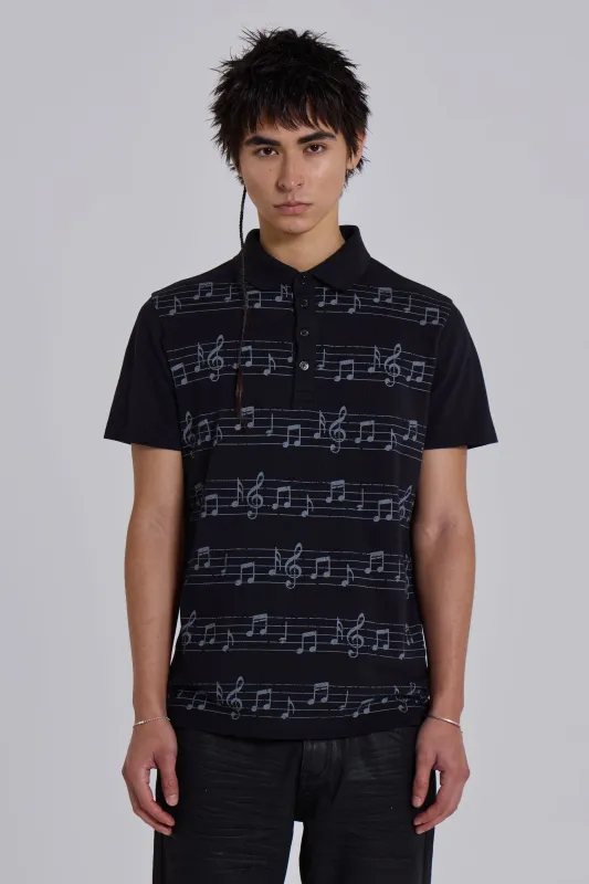 Black Riff Polo Shirt sold by Jaded London
